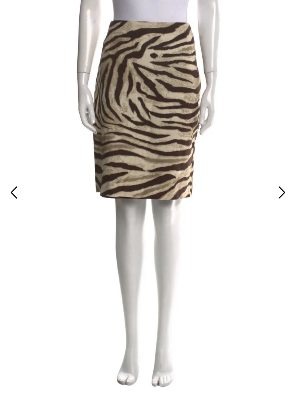 Ralph Lauren Beige and Brown Zebra-Print Pencil Skirt